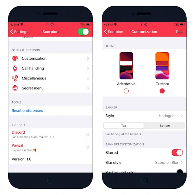 Scorpion tweak Settings
